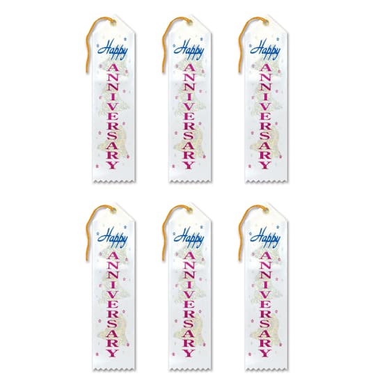 Beistle 2" x 8" Happy Anniversary Award Ribbons, 6ct.